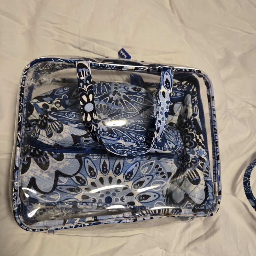 Vera Bradley Blue and White Floral Cosmetic Bag